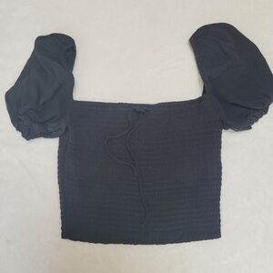 Wilfred Black Puff Sleeve Crop Top